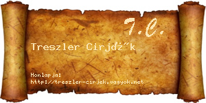 Treszler Cirjék névjegykártya